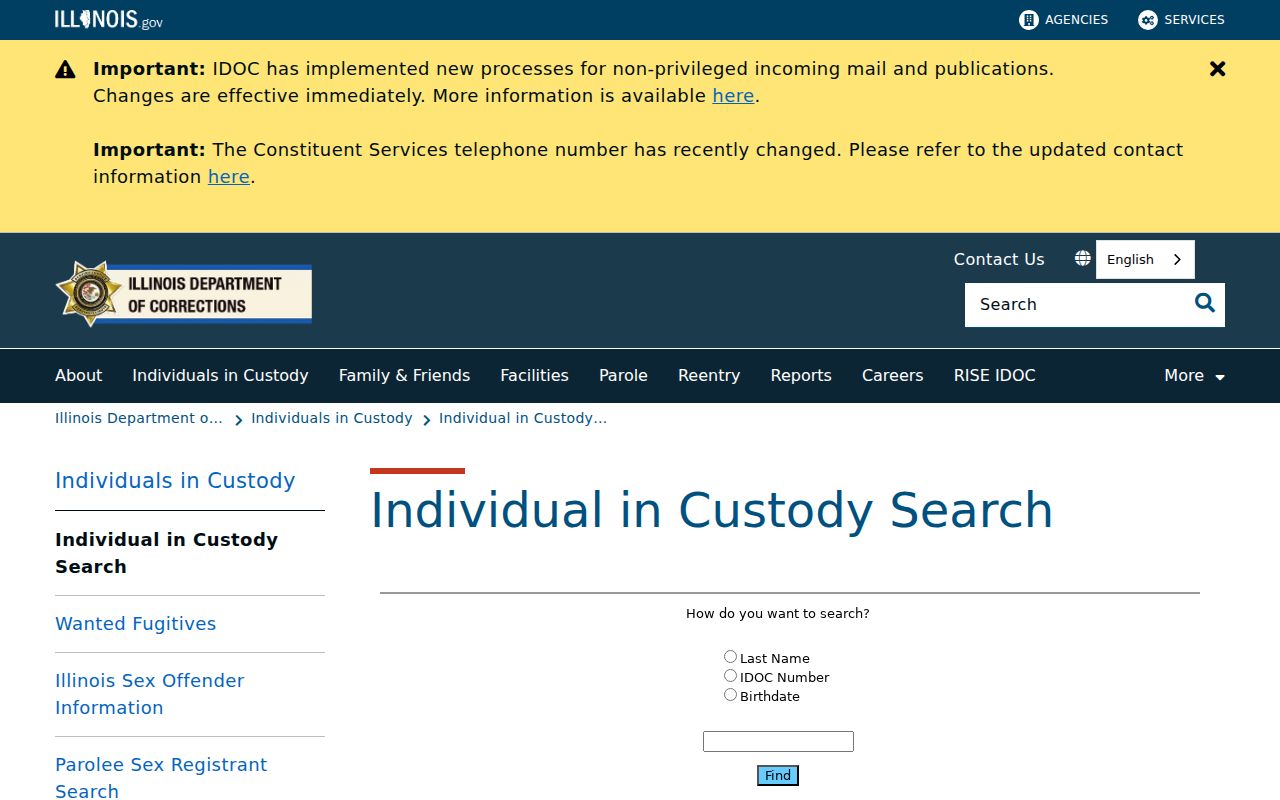 Kendall County criminal history custody search through IDOC