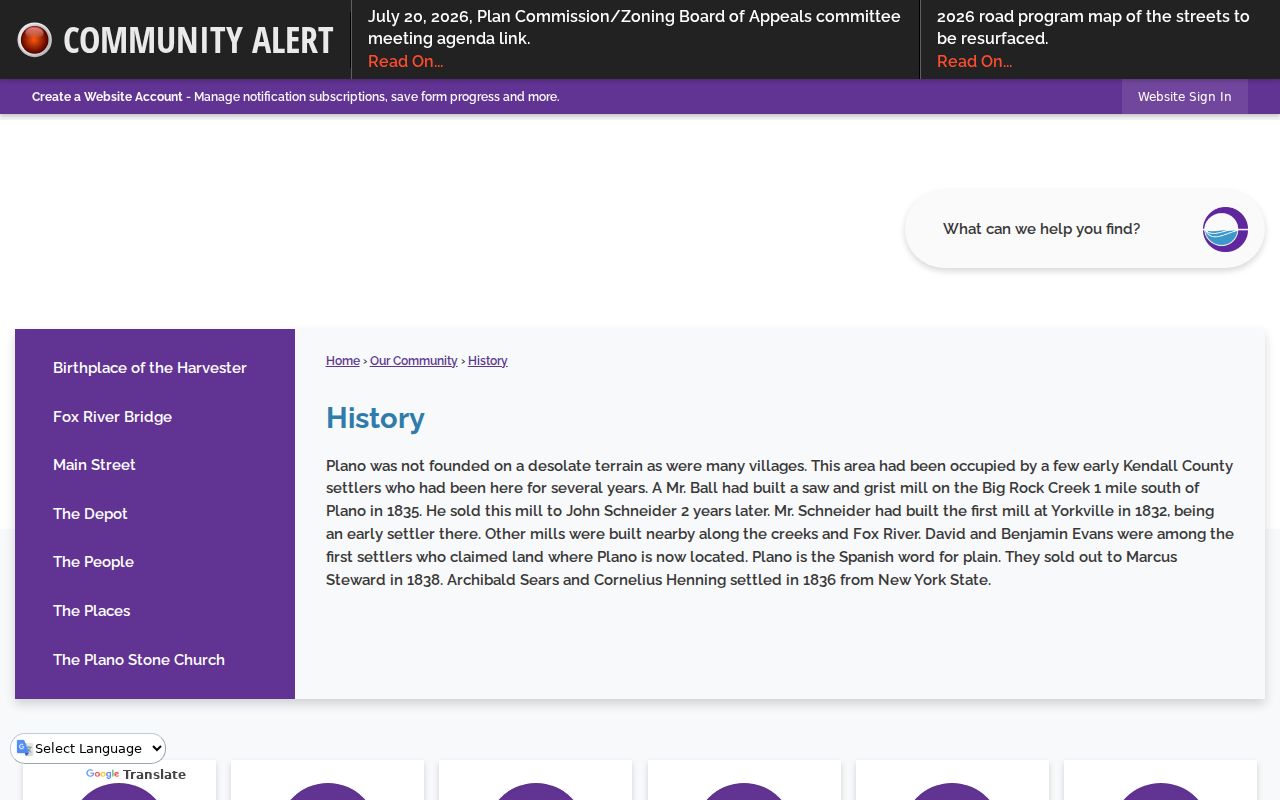 Official City of Plano history page
