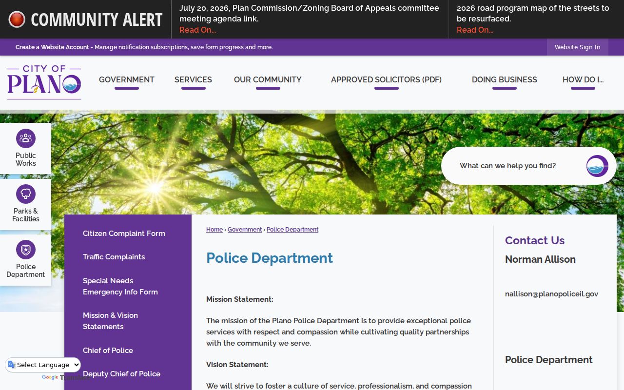 Official Plano Police Department page