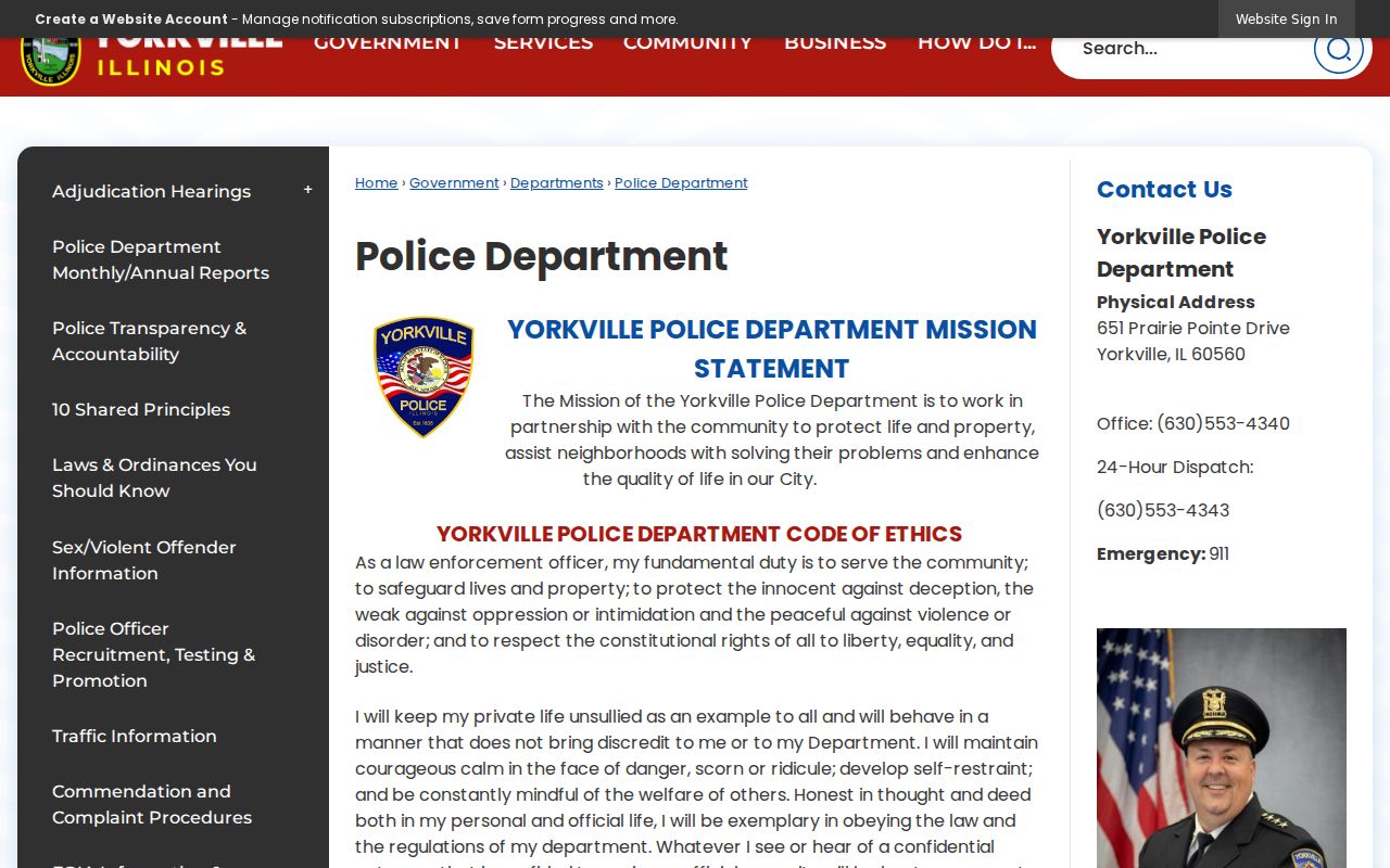 Official Yorkville Police Department information page