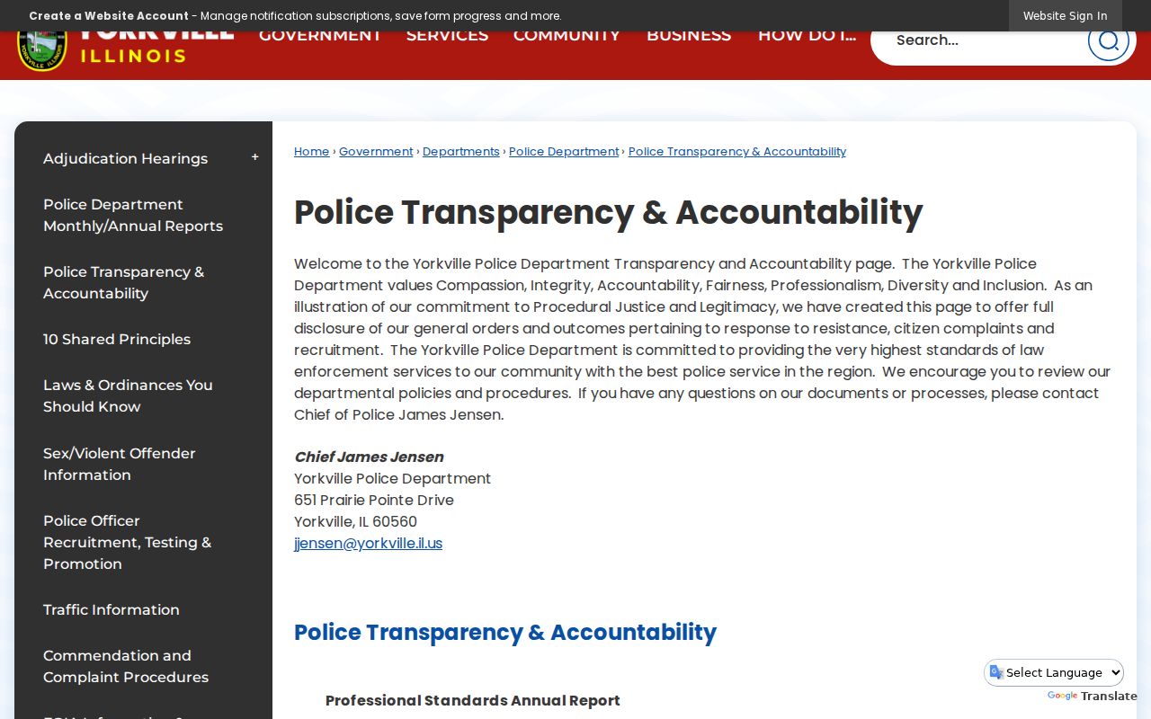 Yorkville Police transparency and accountability archive